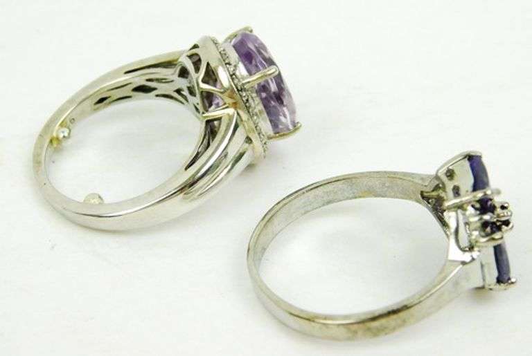 2 Exceptional Sterling Amethyst Rings