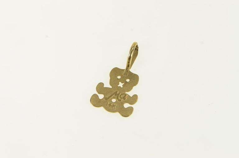 14K Yellow Gold Diamond Cut Teddy Bear Stuffed Animal Charm/Pendant