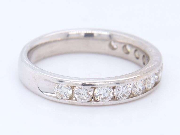 Wonderful White Gold Round Brilliant Cut Diamond Channel Set Band