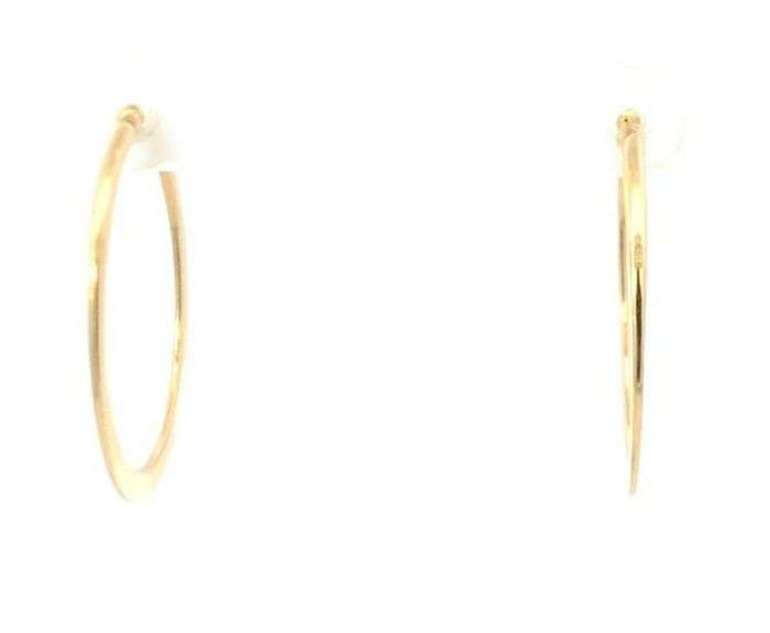 14K Yellow Gold 28.4mm Clip On Hammered Statement Hoop Earrings