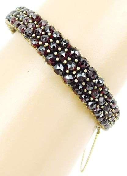 Antique Bohemian Garnet Bangle Bracelet