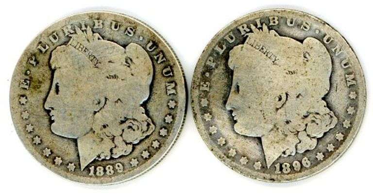 2 Different Morgan Silver Dollars: 1889-O & 1896-O