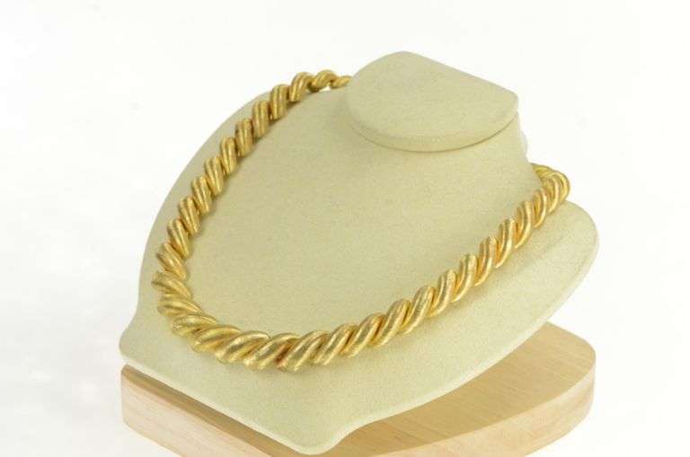 18K Yellow Gold Carlo Weingrill San Marco Link Designer Chain Necklace