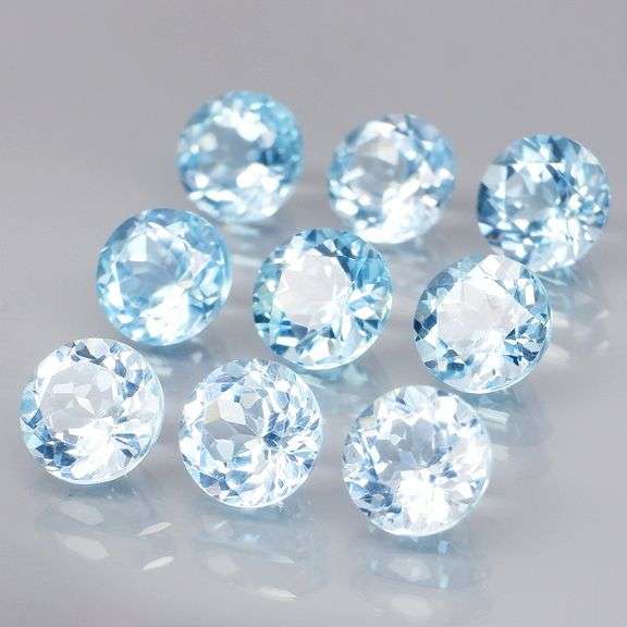 Matched! 9 piece 9.20ct full fire sky blue Topaz set