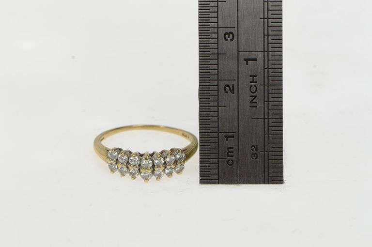 10K Yellow Gold Classic Squared Vintage Statement CZ Band Ring