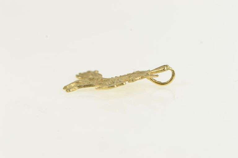 14K Yellow Gold Ornate Scroll Filigree Unicorn Symbol Vintage Pendant