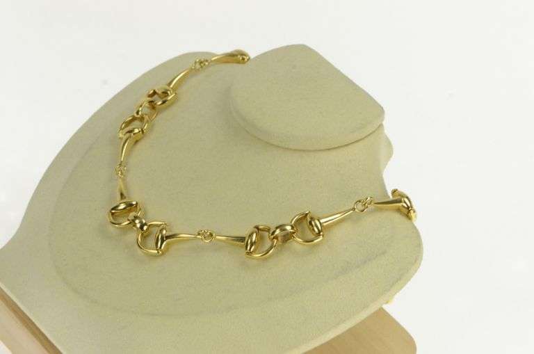 18K Yellow Gold Roberto Coin Stirrup Link Designer Chain Necklace