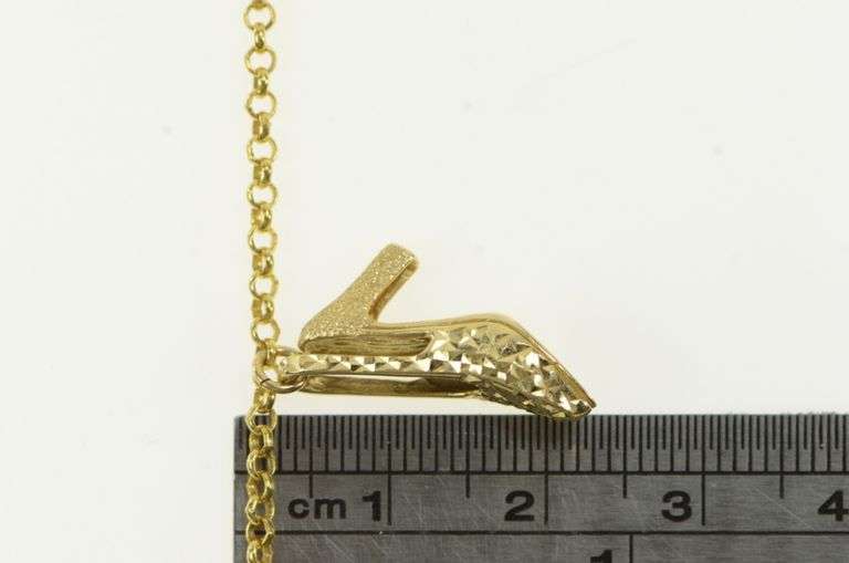 14K Yellow Gold High Heel Shoe Pump Fashion Charm Chain Bracelet