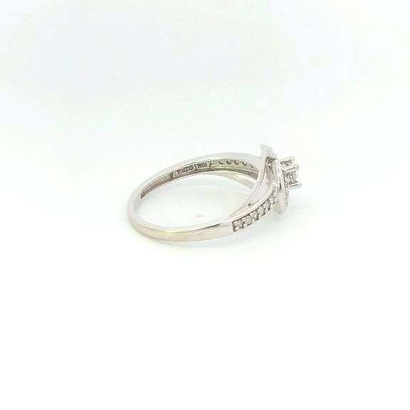 10K White Gold Diamond Swirl Design Promise Engagement Ring
