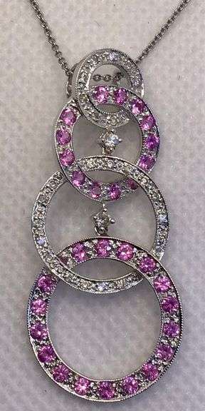 GORGEOUS DIAMOND AND SAPPHIRE COCKTAIL MULTI CIRCLE PENDANT NECKLACE