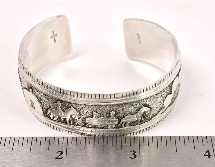 Native American Cuff Bracelet In Sterling Silver