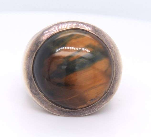 Vintage 925 Sterling Silver Tiger Eye Ring