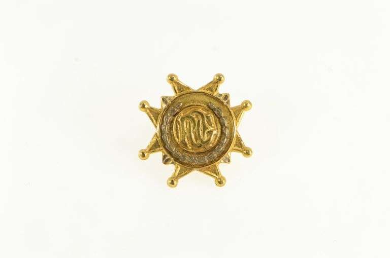 14K Yellow Gold R O C Monogram Ornate Vintage Lapel Pin/Brooch