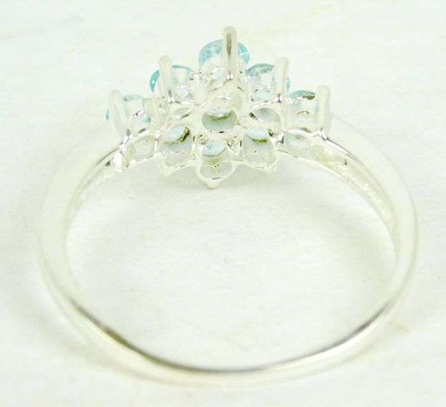 Prettiest Sterling Ring of Blue Topaz Stones, 6.75