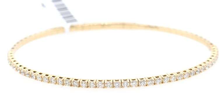 New 0.95ctw Diamond Flexible Bangle Bracelet in 14K