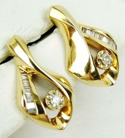 Vintage 14K Multi-Diamond Drop Earrings