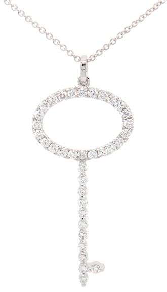 0.50ctw Diamond Key Pendant Necklace in 18K White Gold