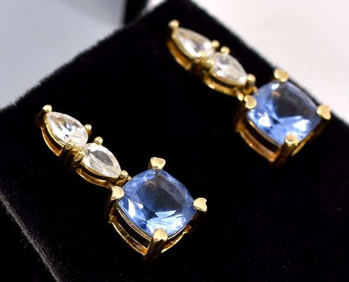 Vermeil Purple Gemstone and CZ Dangle Earrings in Sterling Silver