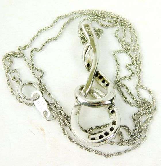 Sterling Black & White Diamond Pendant & Chain