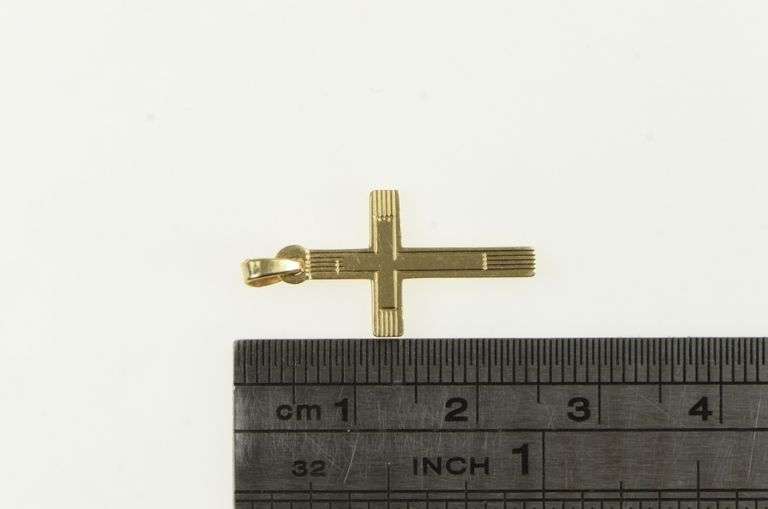 14K Yellow Gold Retro Cross Christian Faith Simple Pendant