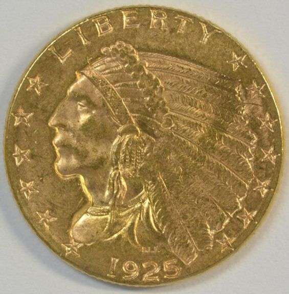Choice BU 1925-D US $2.50 Indian Gold Piece. Lovely