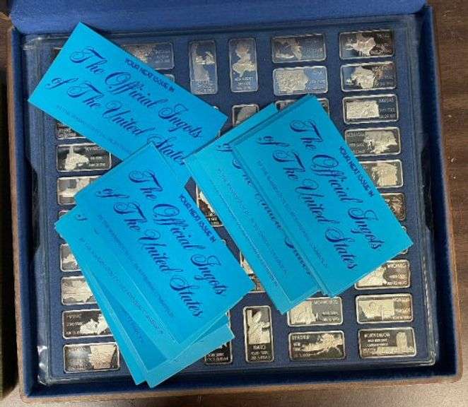Pure .999 Fine Silver 1 Troy Oz Ingots of all 50 US States in deluxe wooden box