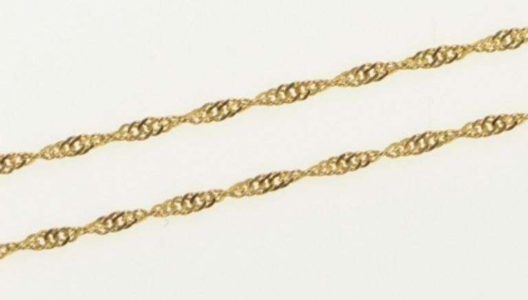 14K Yellow Gold 1.2mm Rolling Chain Link Vintage Simple Necklace