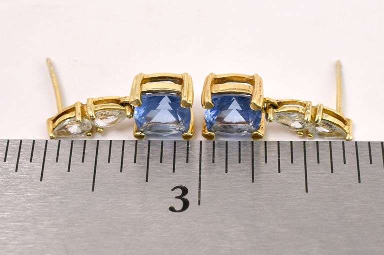 Vermeil Purple Gemstone and CZ Dangle Earrings in Sterling Silver