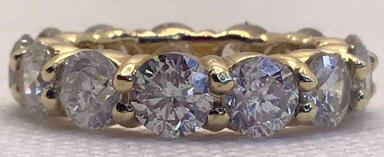 BREATHTAKING 14K YELLOW GOLD ETERNITY DIAMOND RING