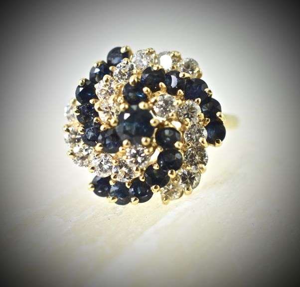 Mesmerizing 14K Sapphire and Diamond Swirl Ring