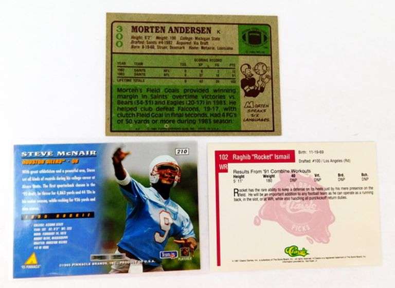 3 NFL Greats Rookie Football Cards