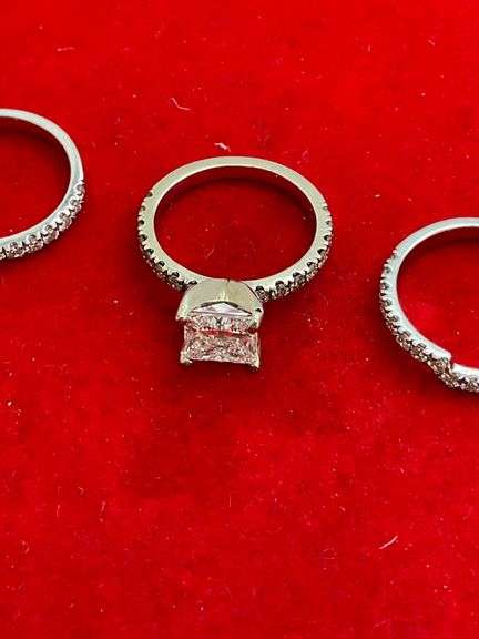 Certified 14K White Gold & Diamond Wedding Set - 4.09 Carats Total