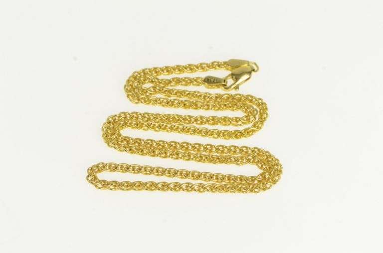 14K Yellow Gold 2.5mm Woven Wheat Link Ornate Palma Chain Necklace