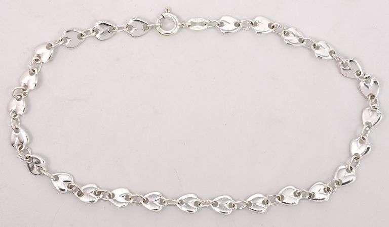 Heart Link Bracelet In Sterling Silver