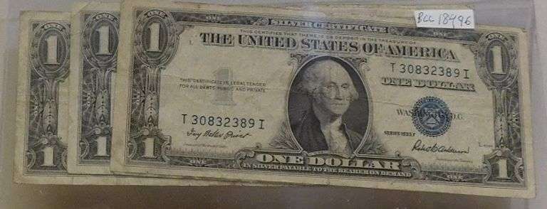 5 ea mix of 1935-F and -1957 $1. Sil Cert circ