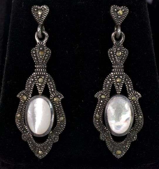 Mother Of Pearl Dangle Earrings In Sterling Silver
