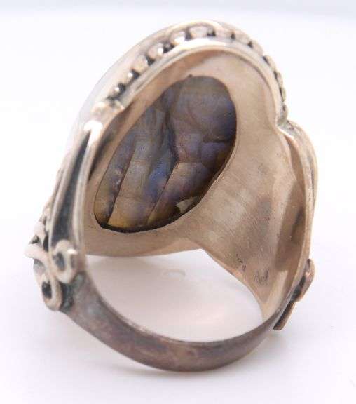 Art Deco 925 Sterling Silver Jasper Ring