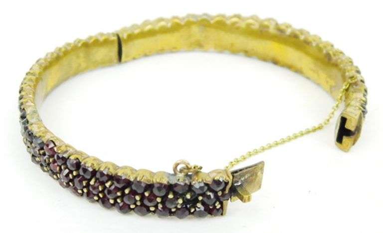 Antique Bohemian Garnet Bangle Bracelet