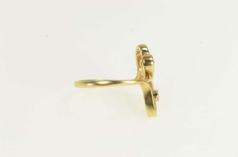 14K Yellow Gold Diamond Inset Retro Heart Love Wrap Bypass Ring