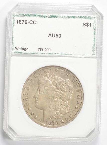 AU50 1879-CC Morgan Silver Dollar - Graded PCI