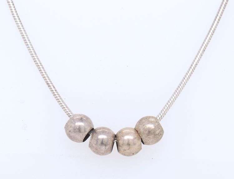 Vintage 925 Sterling Silver 4 Ball Pendant on Italian Snake Chain Necklace