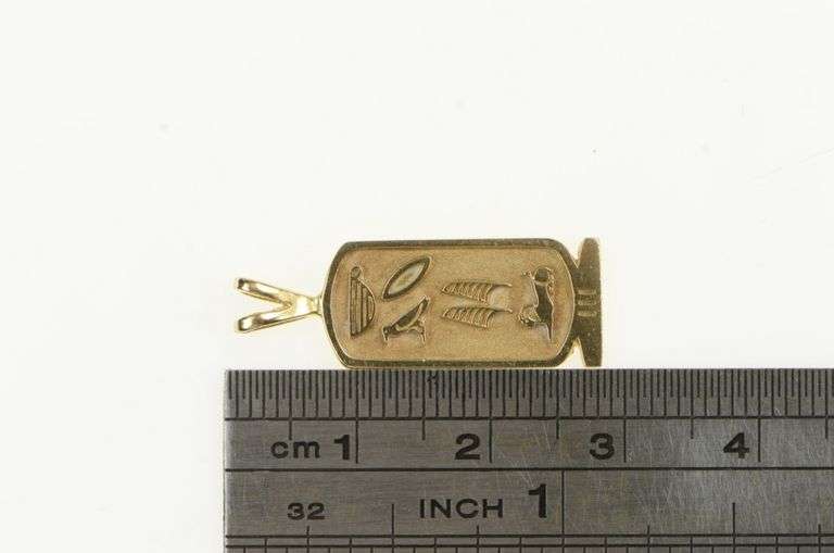14K Yellow Gold Egyptian Hieroglyphic Cartouche Tablet Charm/Pendant