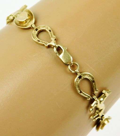 Wonderful 10K Gold Western Theme Bracelet