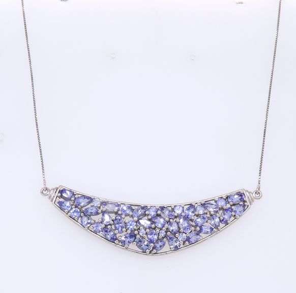 925 Sterling Silver Tanzanite Pendant on Italian Box Chain Necklace