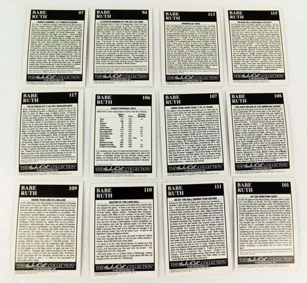 12 Babe Ruth 1992 Black/White Baseball Cards