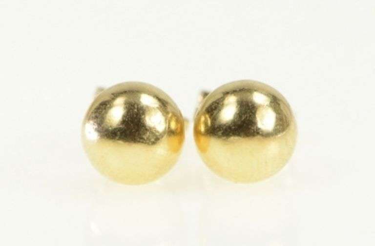 14K Yellow Gold 5.7mm Simple Classic Ball Round Stud Earrings