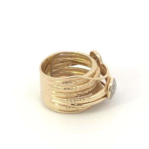 14K Yellow Gold 0.54 Ctw Diamond Layered Statement Band Ring