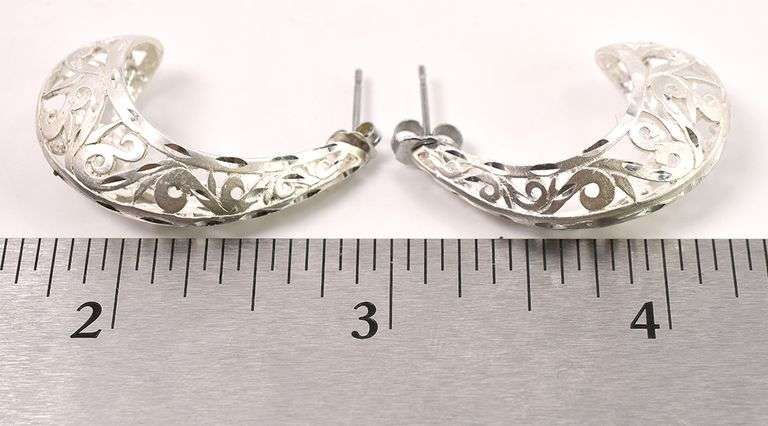 J-Hoop Dangle Earrings In Sterling Silver