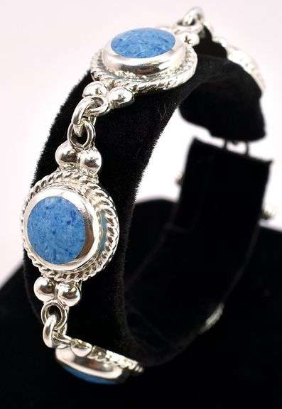 Blue Gemstone Bracelet In Sterling Silver