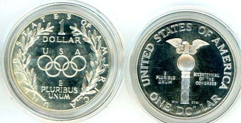 Two Different Commemorative Silver Dollars: 1988-S & 1989-S
